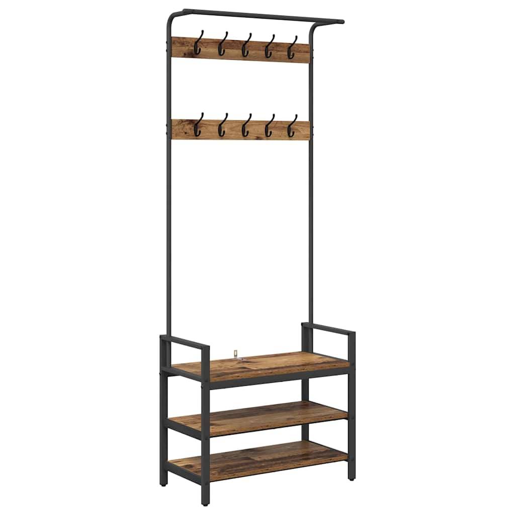 vidaXL Garderobenständer Altholz 75 x 34 x 184 cm Holzwerkstoff