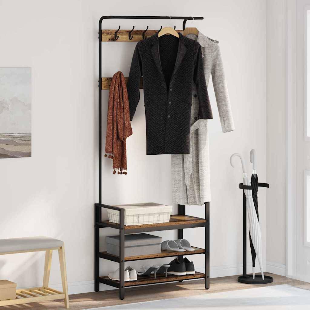 vidaXL Garderobenständer Altholz 75 x 34 x 184 cm Holzwerkstoff
