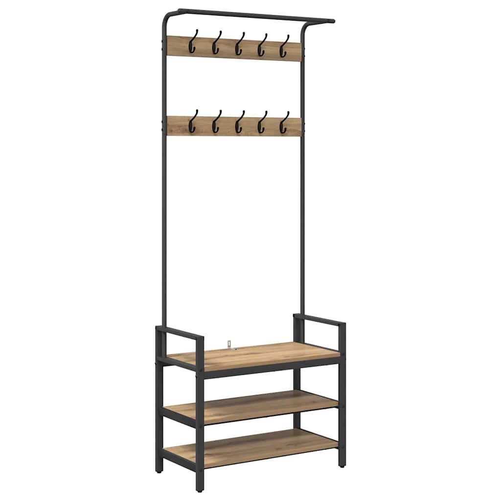vidaXL Garderobenständer Artisan-Eiche 75 x 34 x 184 cm Holzwerkstoff