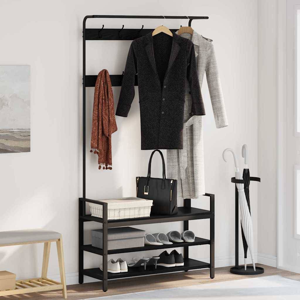 vidaXL Garderobenständer Schwarz Eichen-Optik 95 x 34 x 184 cm