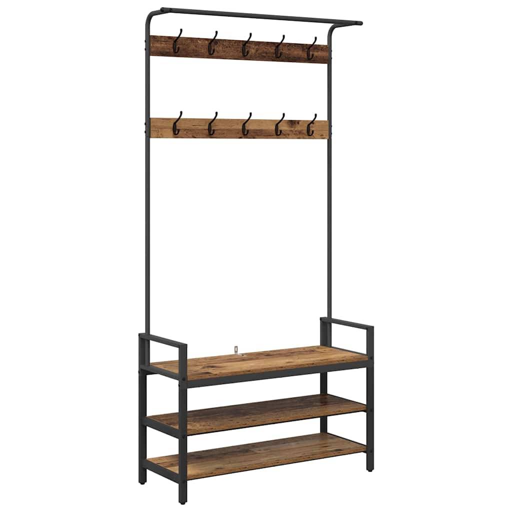 vidaXL Garderobenständer Altholz 95 x 34 x 184 cm Holzwerkstoff