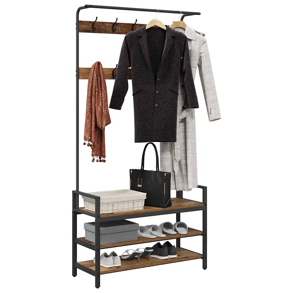vidaXL Garderobenständer Altholz 95 x 34 x 184 cm Holzwerkstoff