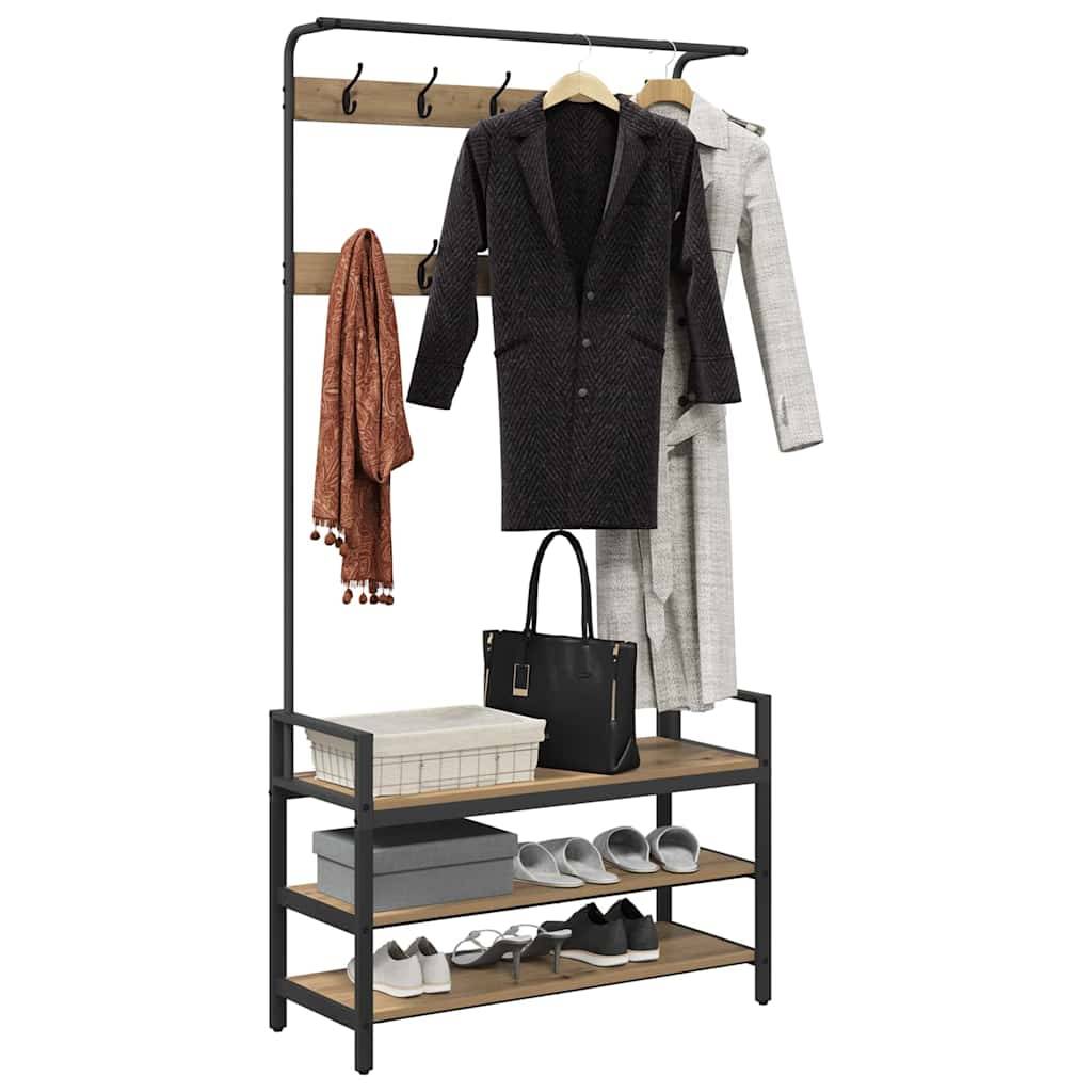 vidaXL Garderobenständer Artisan-Eiche 95 x 34 x 184 cm Holzwerkstoff