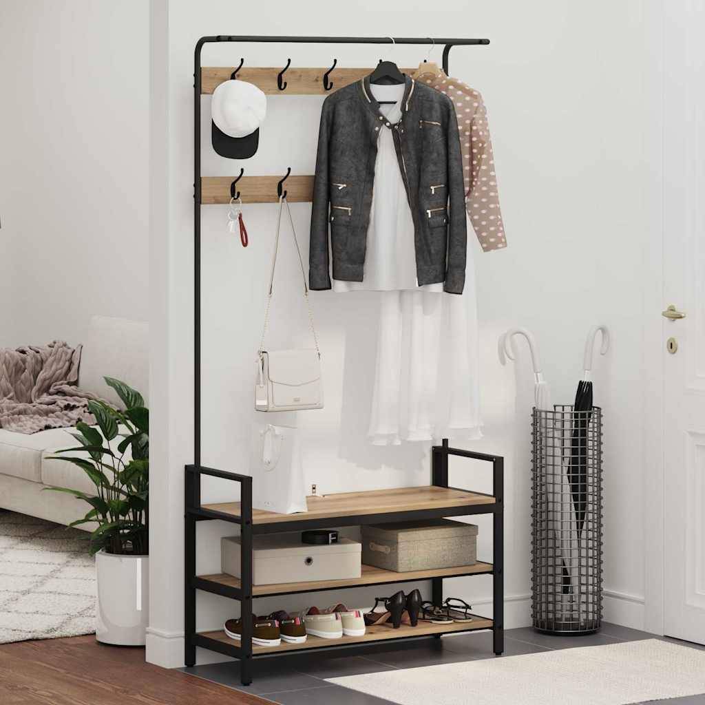 vidaXL Garderobenständer Artisan-Eiche 95 x 34 x 184 cm Holzwerkstoff