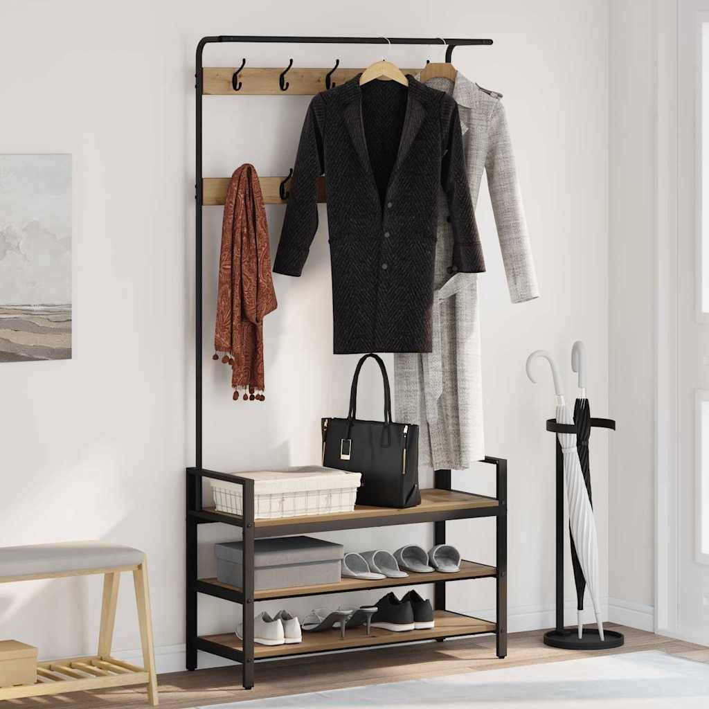 vidaXL Garderobenständer Artisan-Eiche 95 x 34 x 184 cm Holzwerkstoff