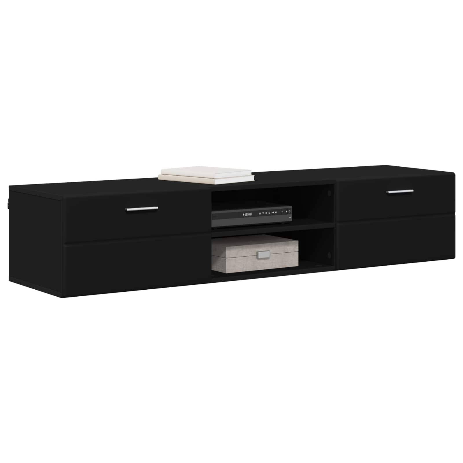 vidaXL Holzschrank Wandmontiert Schwarz 150 x 39 x 30 cm Holzwerkstoff