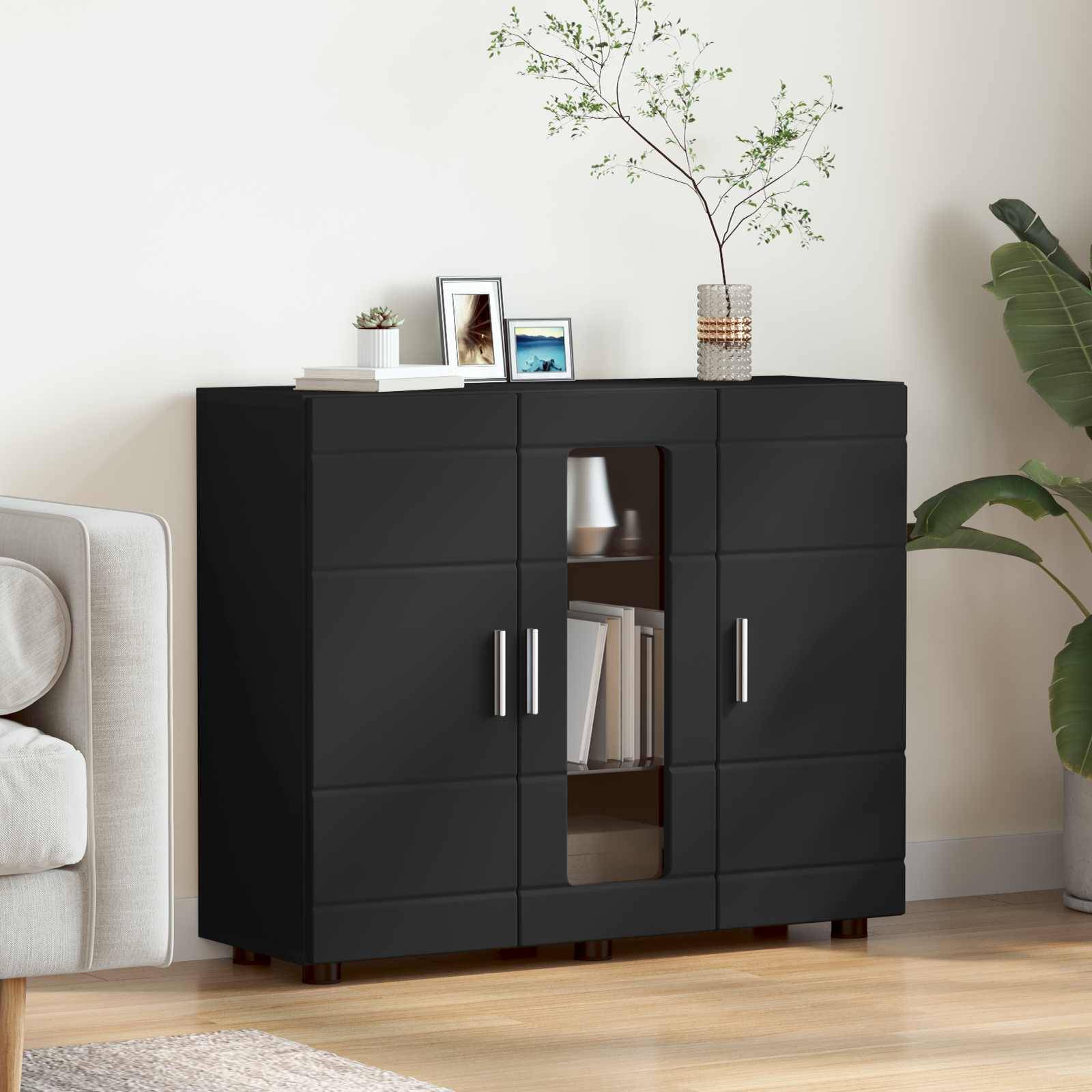 vidaXL Holzschrank Schwarz 88,5 x 30,5 x 73 cm Holzwerkstoff