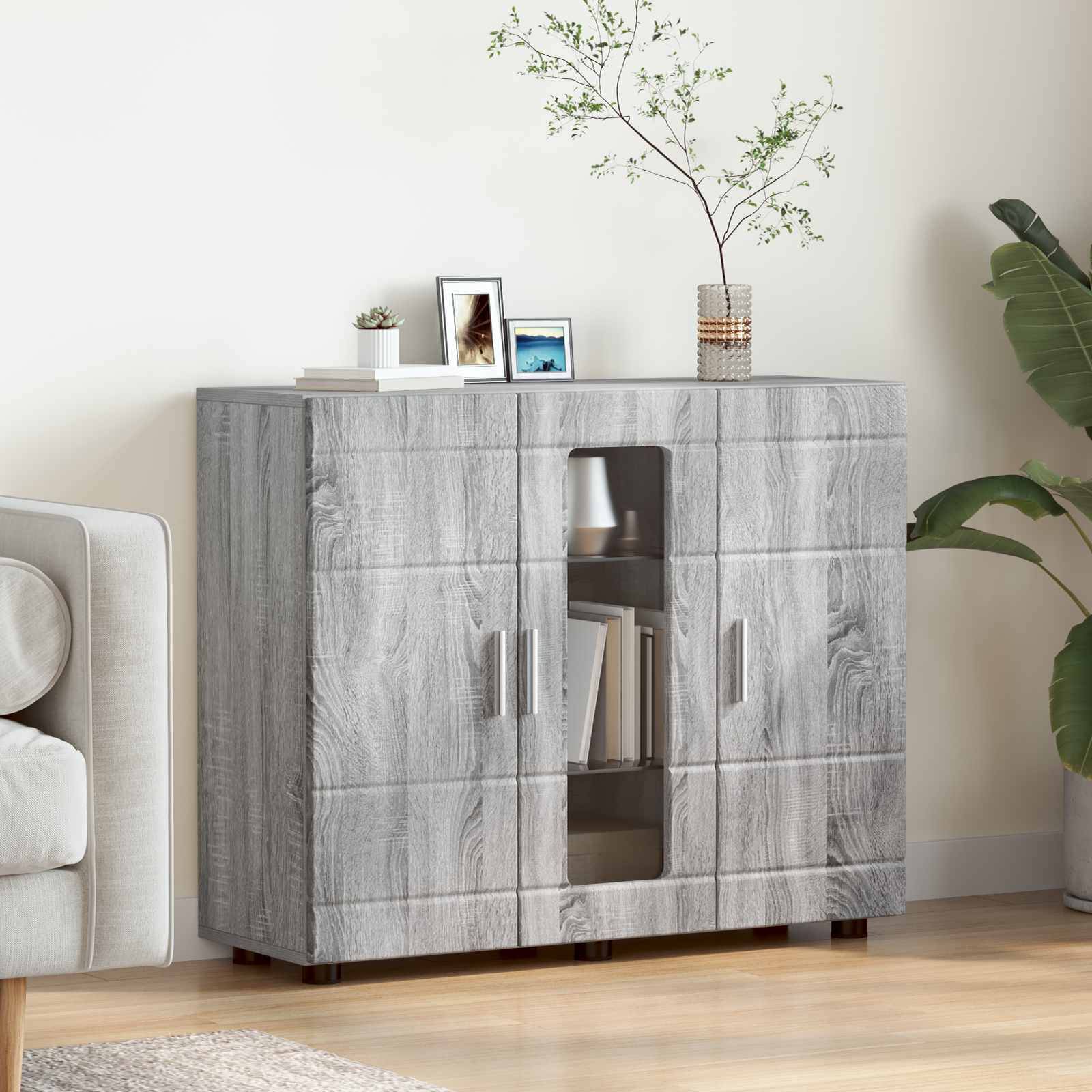 vidaXL Holzschrank Graues Sonoma 88,5 x 30,5 x 73 cm Holzwerkstoff