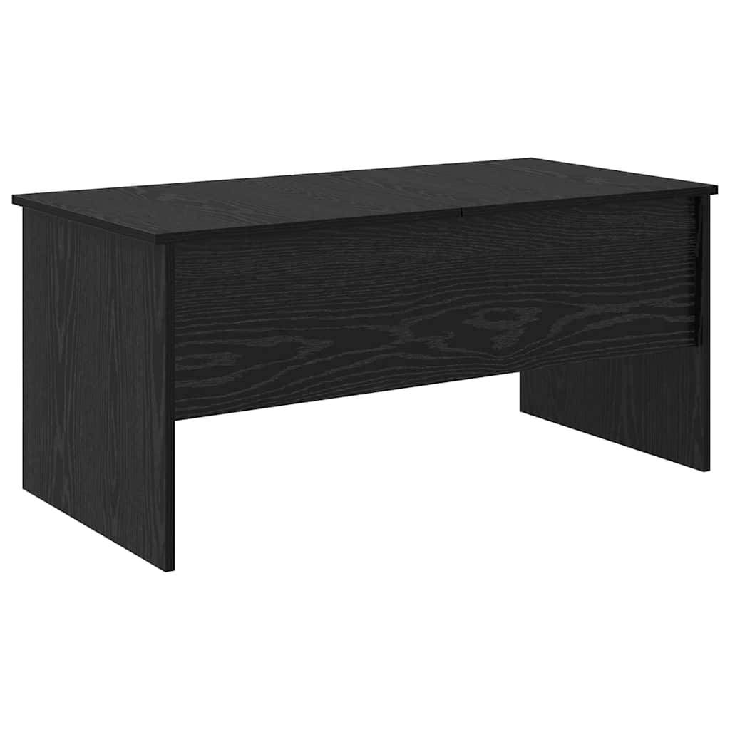 Ein schwarzer Holz-Büroschreibtisch mit rechteckiger Form und massiven Beinen, geeignet für professionelle oder häusliche Büronutzung.