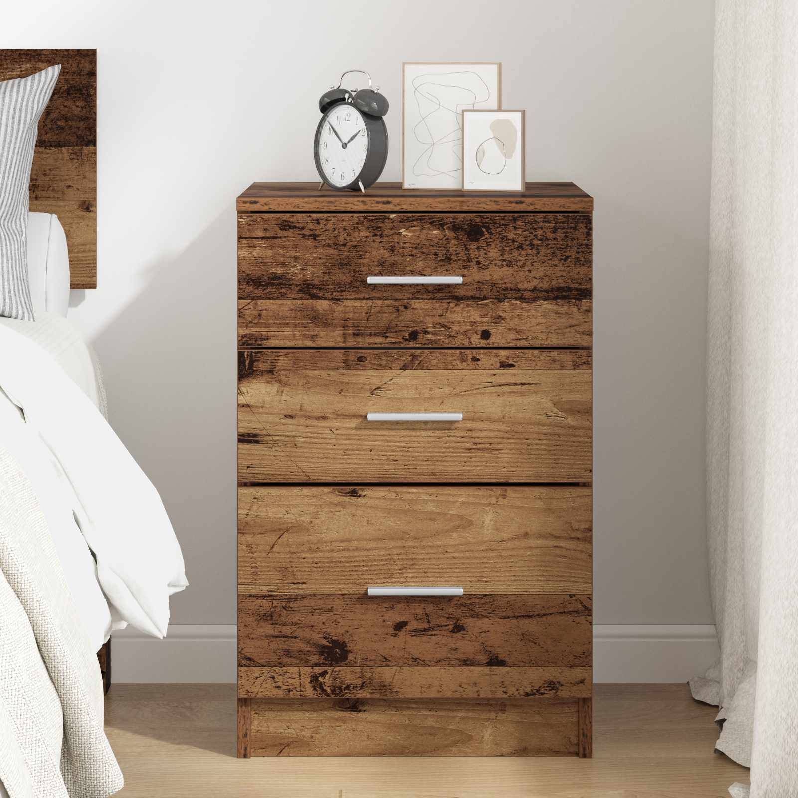 vidaXL Nachttisch mit Schubladen Altholz 40 x 40 x 63 cm Holzwerkstoff