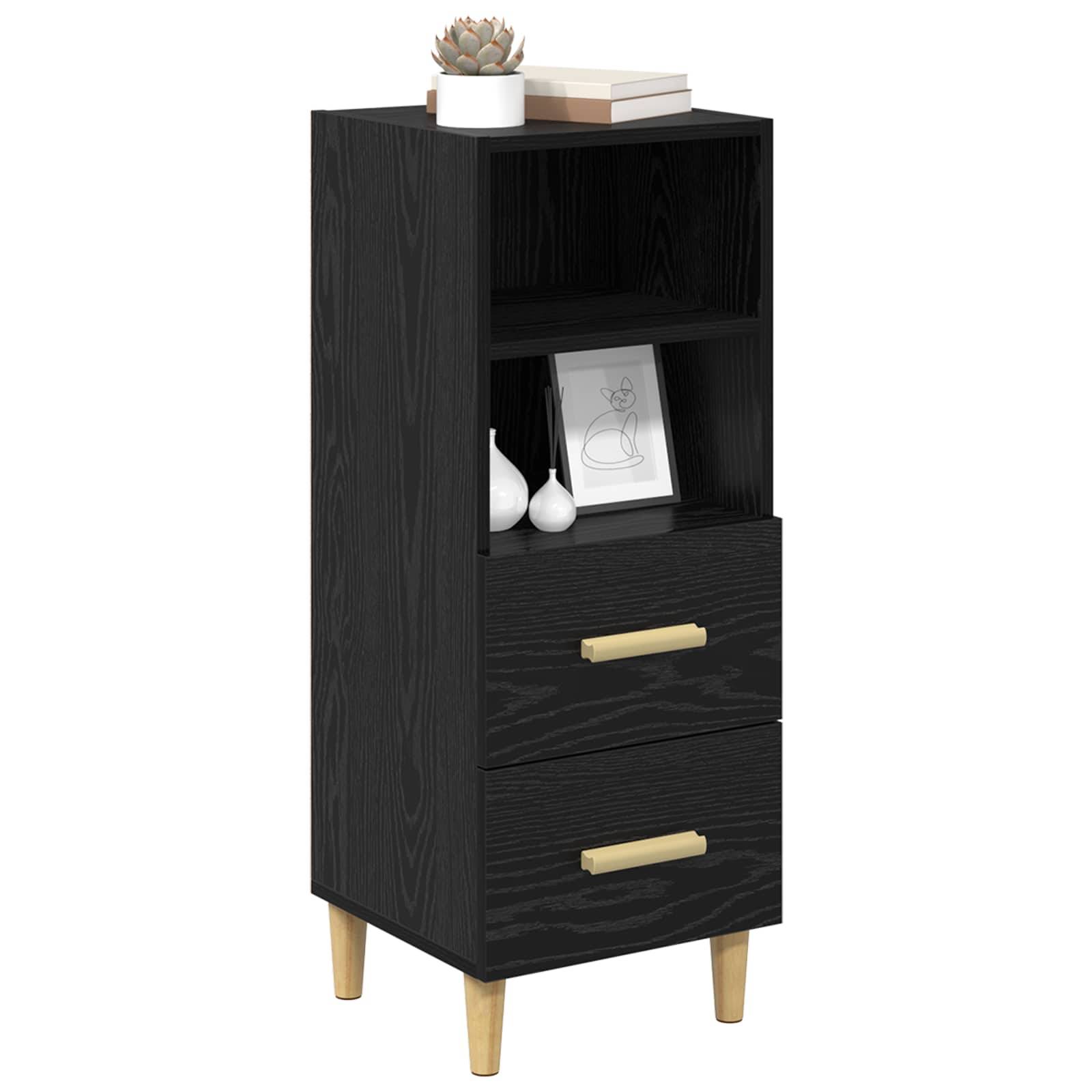 vidaXL Sideboard Schwarz Eichen-Optik 34 x 34,5 x 90 cm Holzwerkstoff
