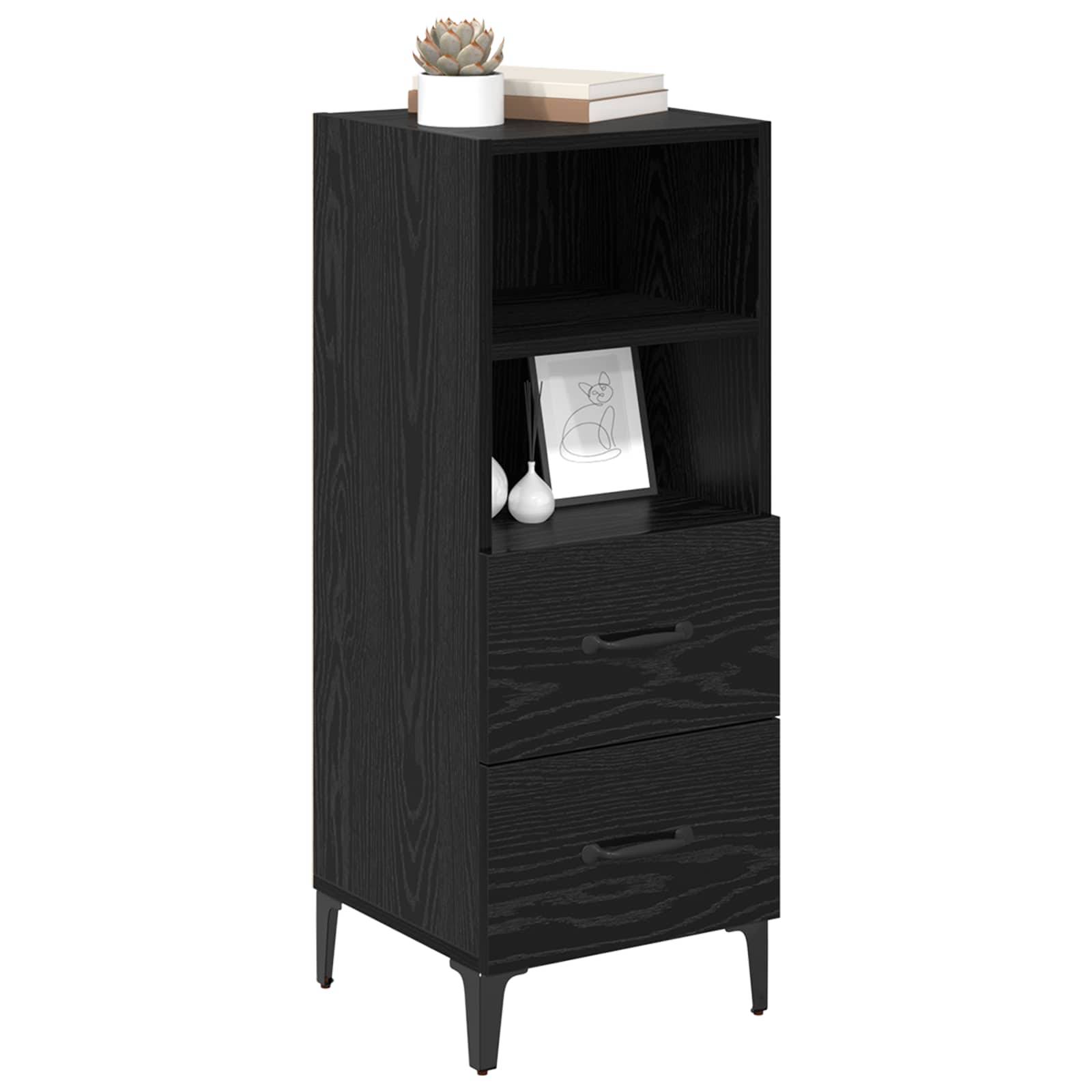vidaXL Sideboard Schwarz Eichen-Optik 34 x 34,5 x 90 cm Holzwerkstoff