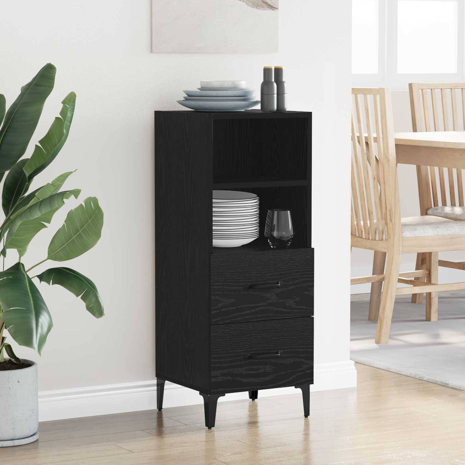 vidaXL Sideboard Schwarz Eichen-Optik 34 x 34,5 x 90 cm Holzwerkstoff