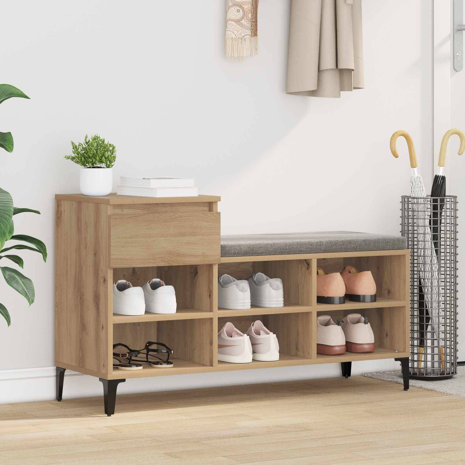 vidaXL Schuhschrank Artisan-Eiche 102 x 36 x 60 cm Holzwerkstoff