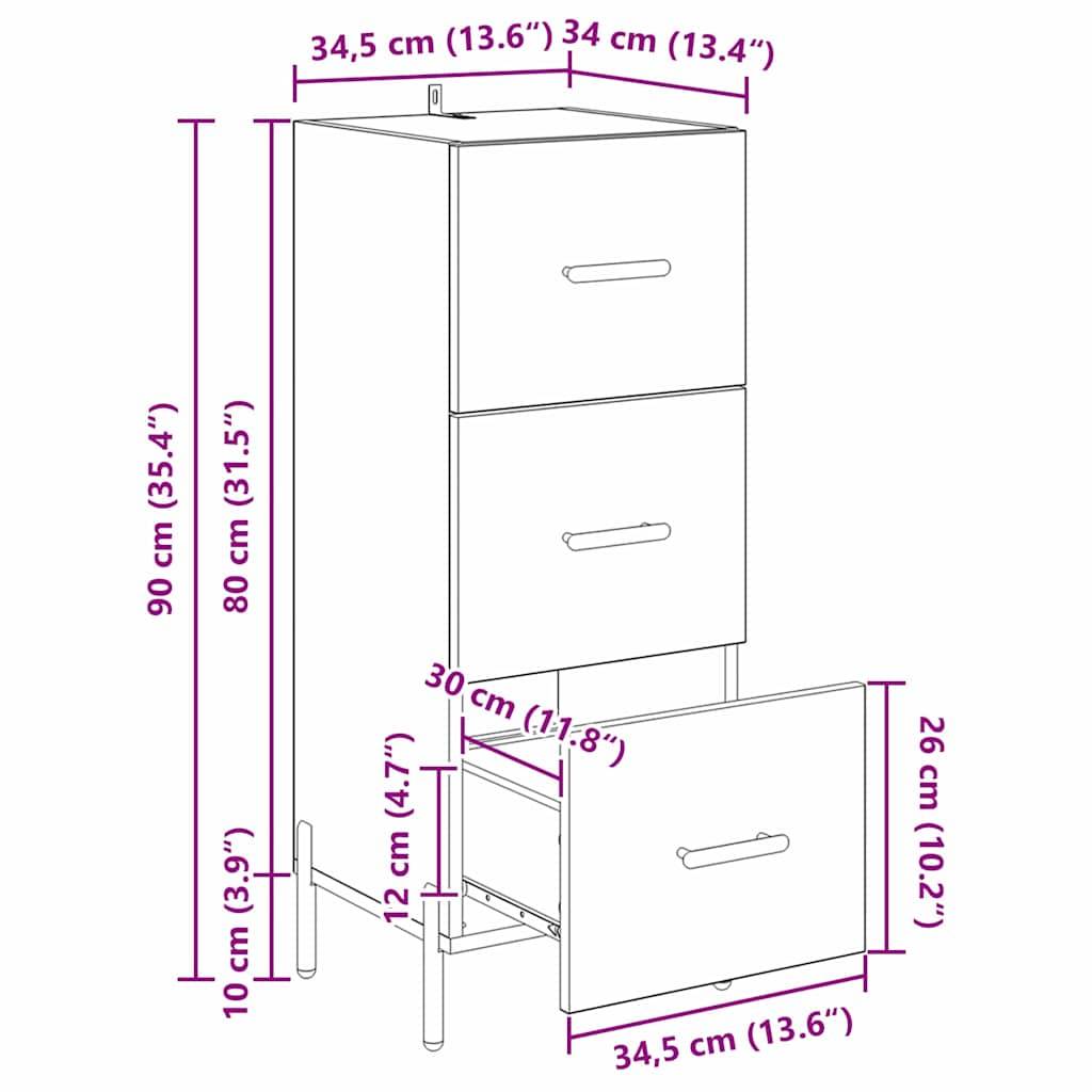 vidaXL Sideboard Artisan-Eiche 34 x 34,5 x 90 cm Holzwerkstoff