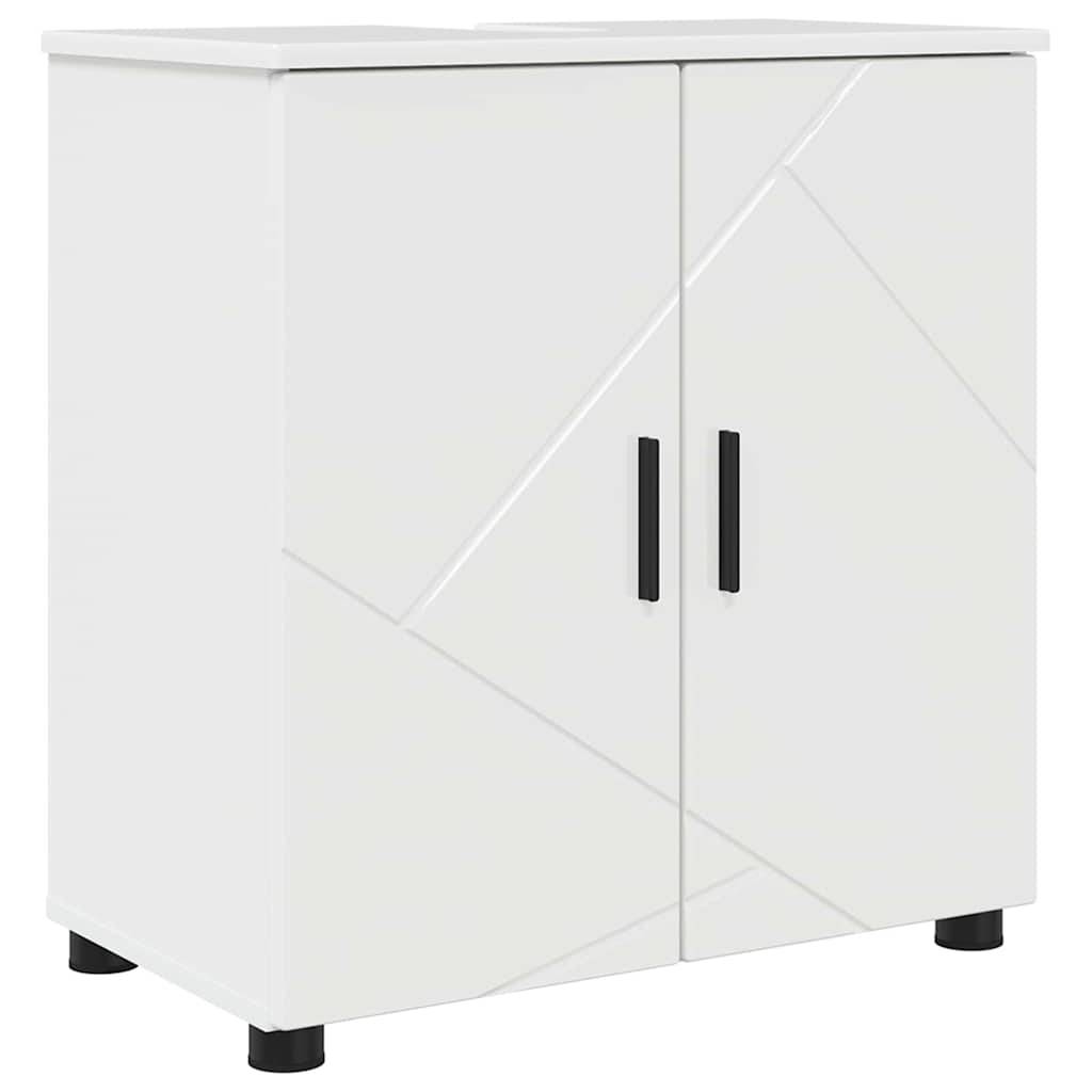 vidaXL Badezimmerschrank mit Speicher Hochglanz Weiß 61 x 35 x 64 cm