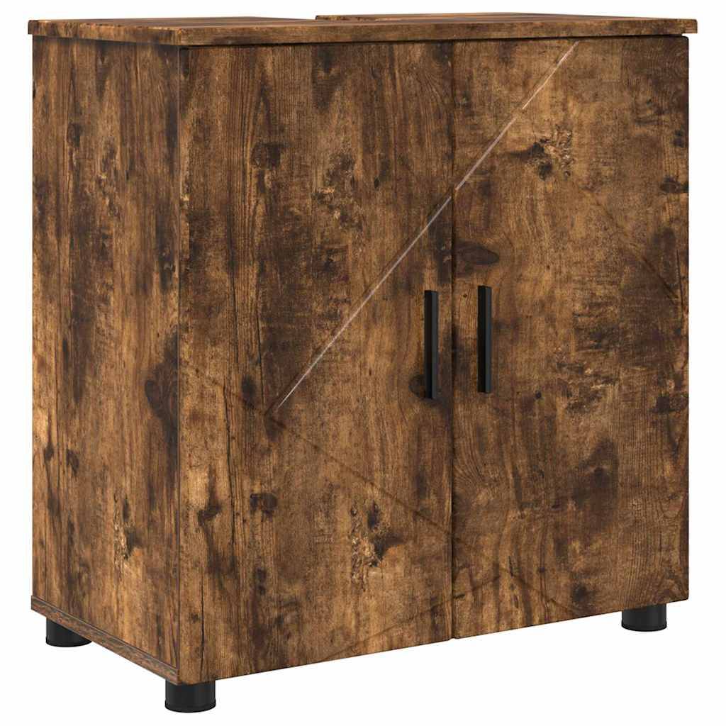 vidaXL Badezimmerschrank mit Tür Geräucherte Eiche 61 x 35 x 64 cm