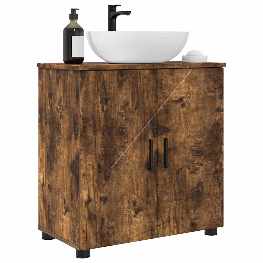 vidaXL Badezimmerschrank mit Tür Geräucherte Eiche 61 x 35 x 64 cm