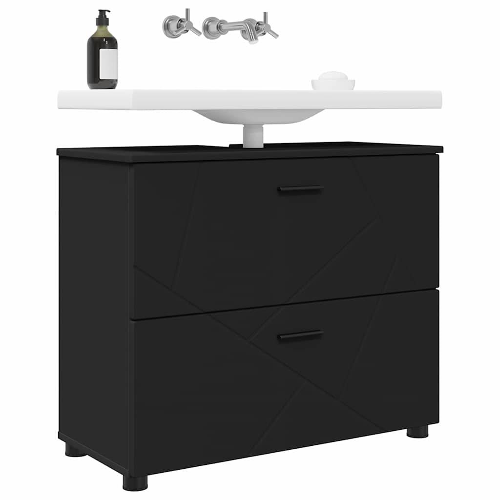 vidaXL Badezimmerschrank mit Schubladen Schwarz 76,5 x 35 x 64 cm