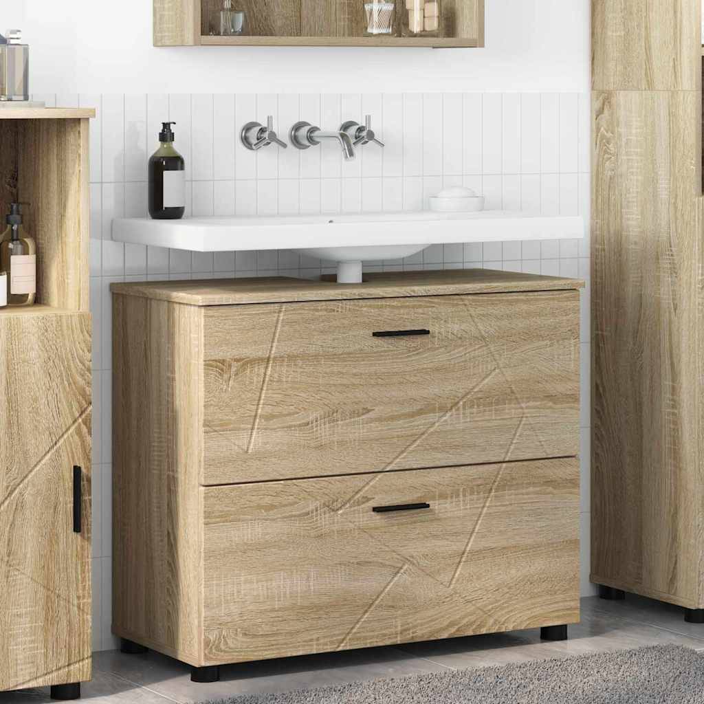 vidaXL Badezimmerschrank mit Schubladen Sonoma-Eiche 76,5 x 35 x 64 cm