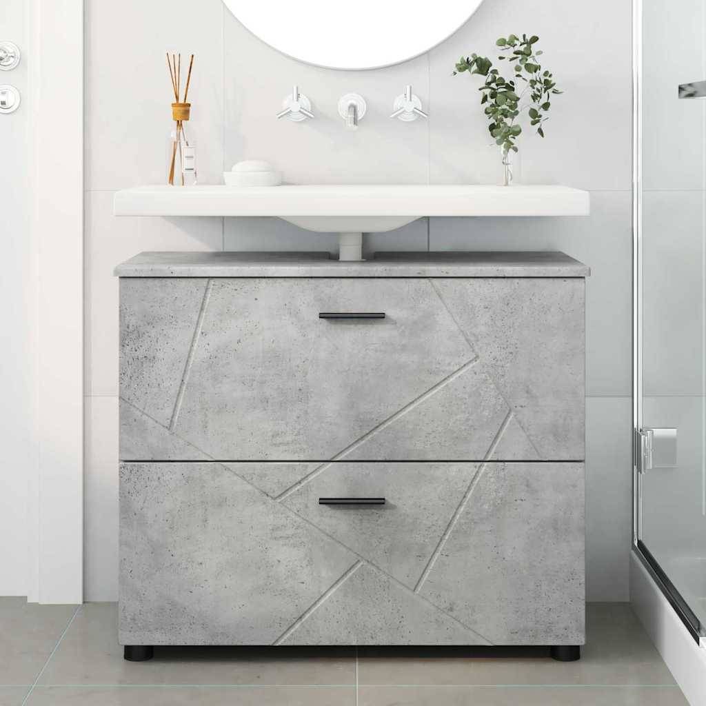 vidaXL Badezimmerschrank mit Schubladen Beton Grau 76,5 x 35 x 64 cm