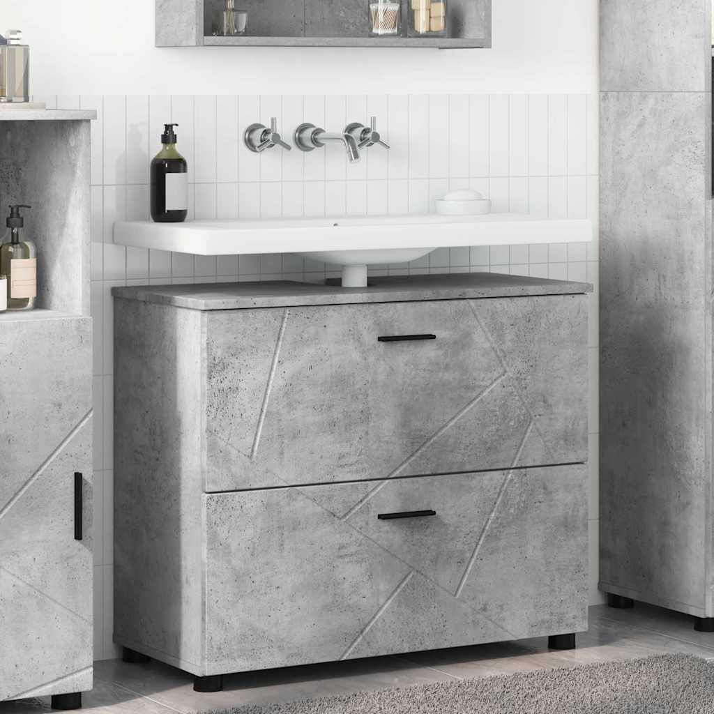 vidaXL Badezimmerschrank mit Schubladen Beton Grau 76,5 x 35 x 64 cm