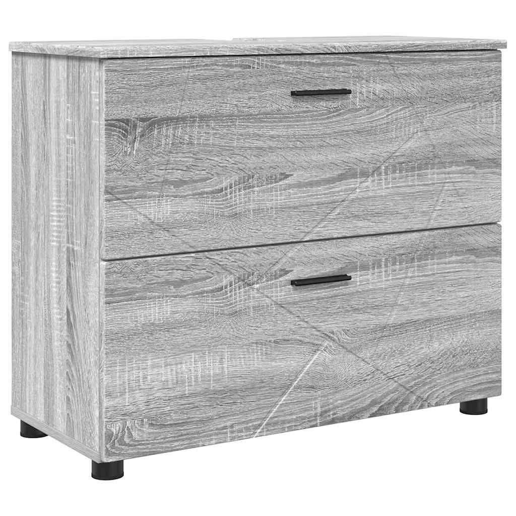 vidaXL Badezimmerschrank mit Speicher Graues Sonoma 76,5 x 35 x 64 cm