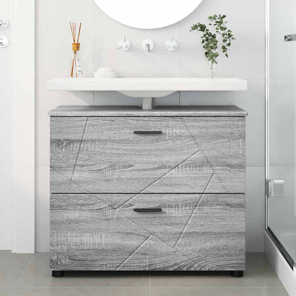 vidaXL Badezimmerschrank mit Speicher Graues Sonoma 76,5 x 35 x 64 cm
