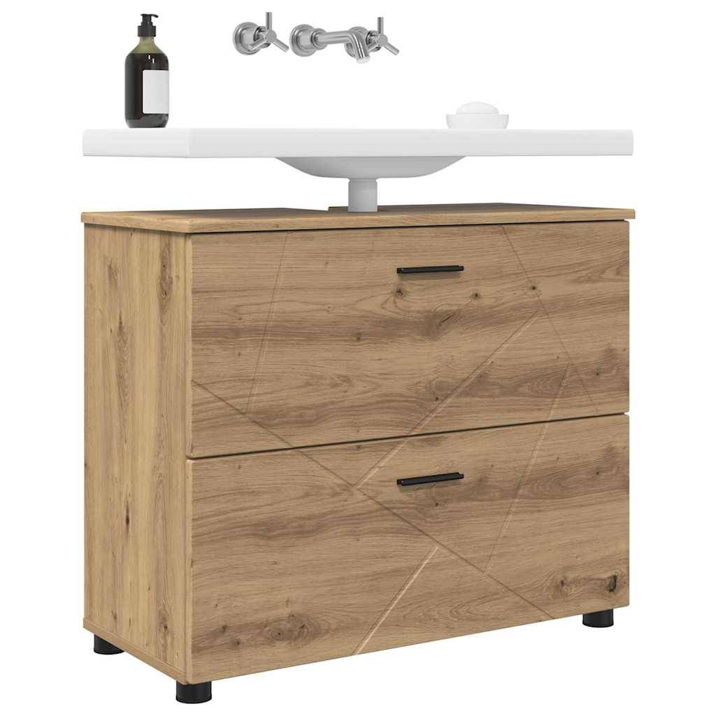 vidaXL Badezimmerschrank mit Speicher Artisan-Eiche 76,5 x 35 x 64 cm