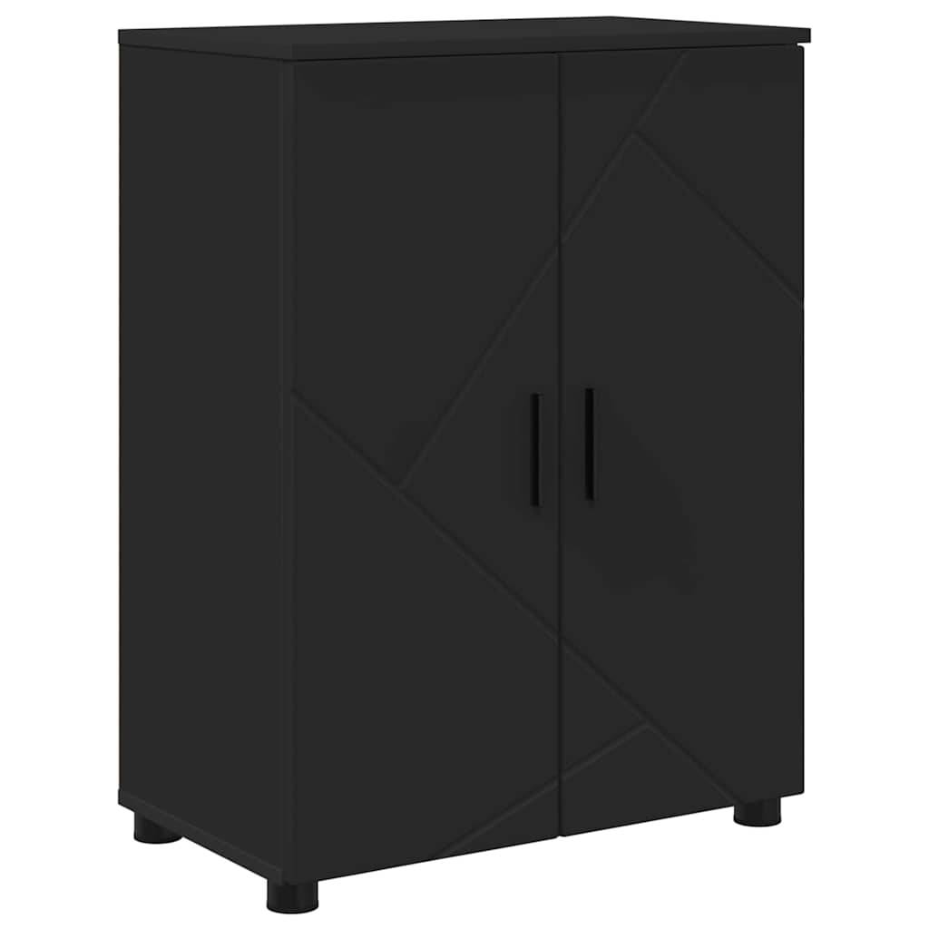 vidaXL Badezimmerschrank mit Speicher mit Tür Schwarz 60 x 35 x 80 cm