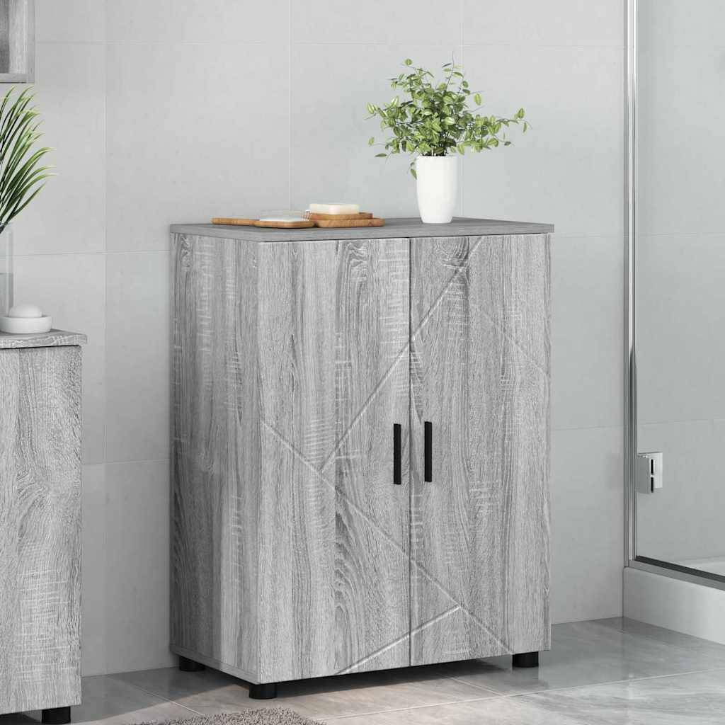 vidaXL Badezimmerschrank mit Speicher Graues Sonoma 60 x 35 x 80 cm