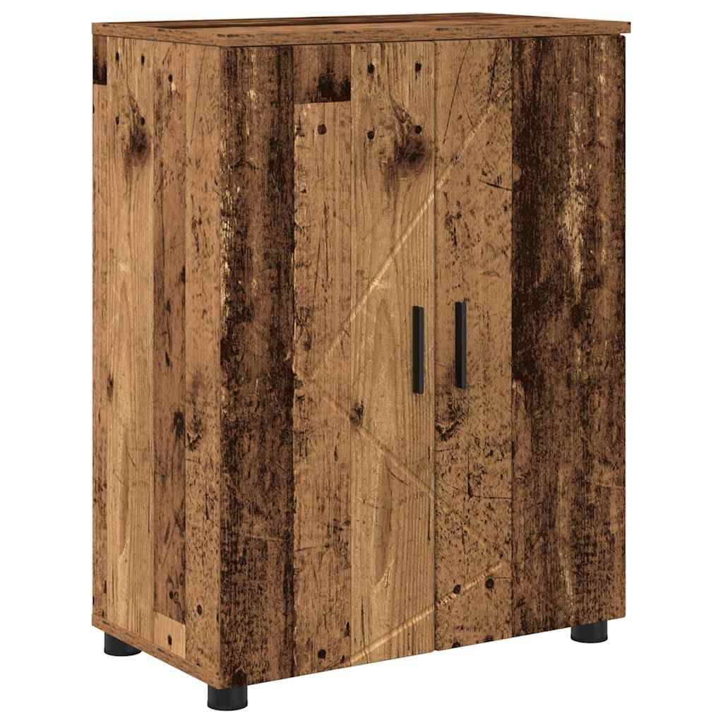 vidaXL Badezimmerschrank mit Speicher mit Tür Altholz 60 x 35 x 80 cm