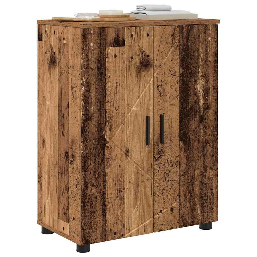 vidaXL Badezimmerschrank mit Speicher mit Tür Altholz 60 x 35 x 80 cm
