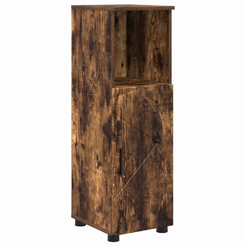 vidaXL Badezimmerschrank mit Tür Geräucherte Eiche 30 x 35 x 95 cm