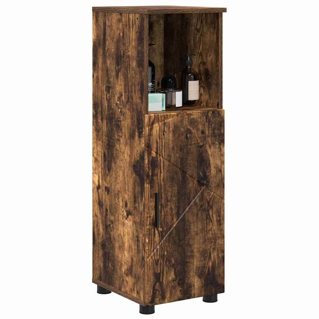 vidaXL Badezimmerschrank mit Tür Geräucherte Eiche 30 x 35 x 95 cm