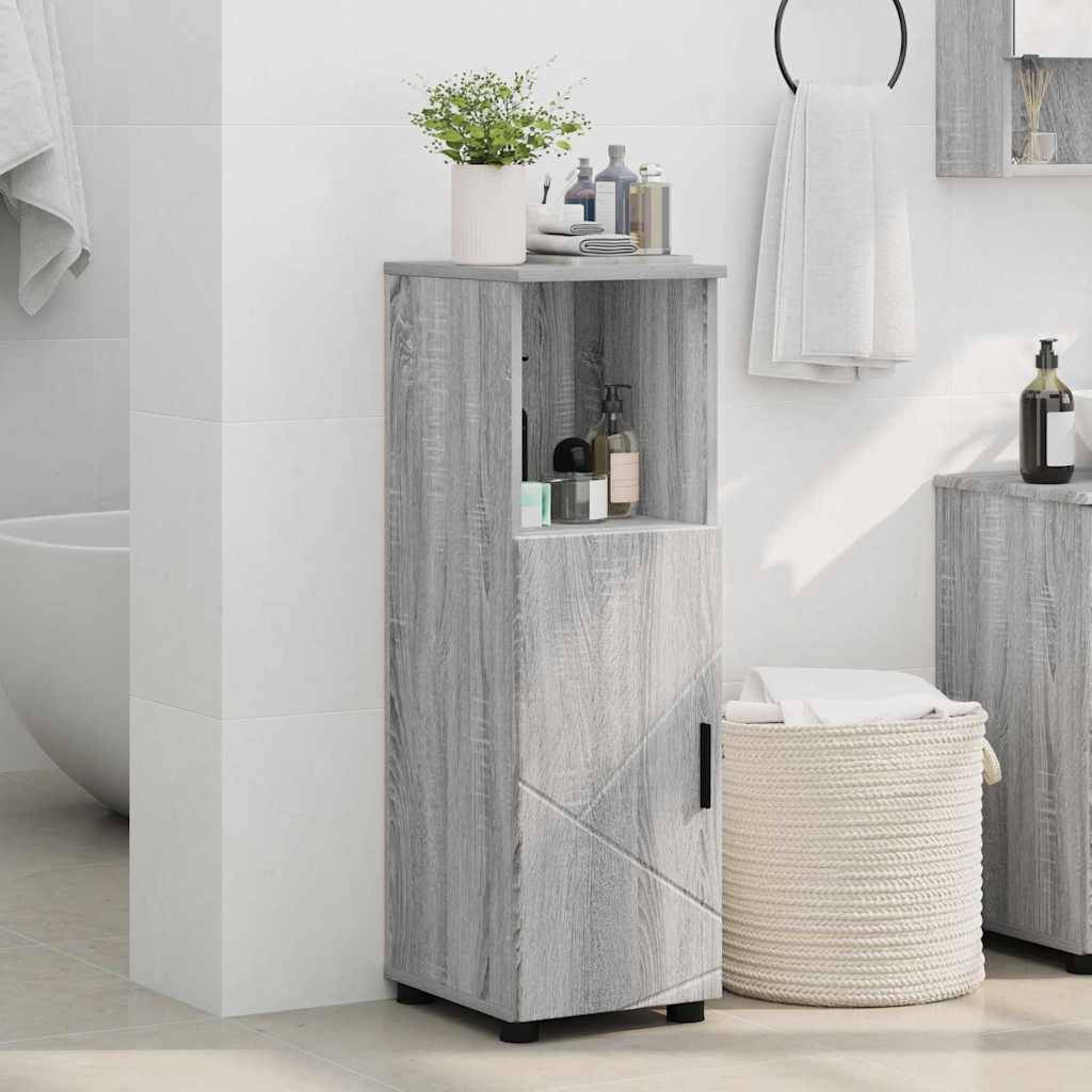 vidaXL Badezimmerschrank mit Speicher Graues Sonoma 30 x 35 x 95 cm