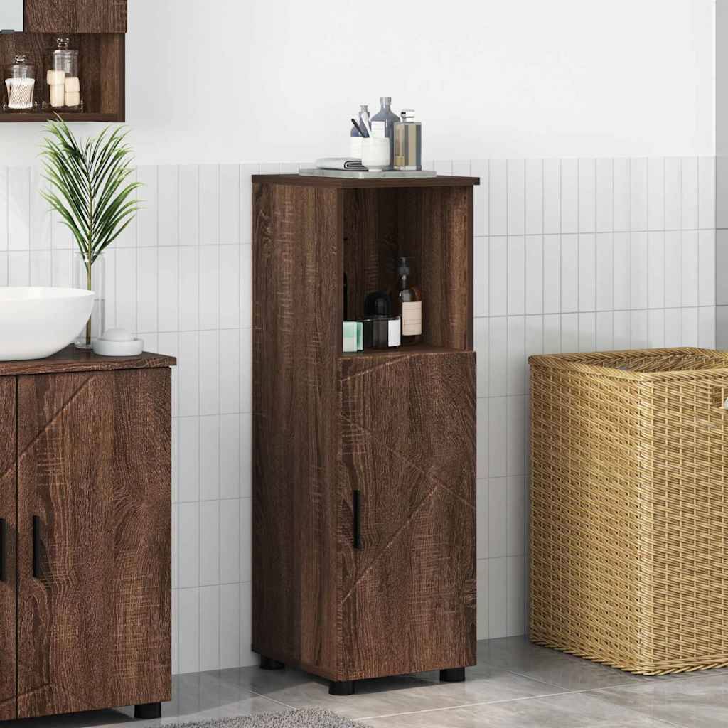 vidaXL Badezimmerschrank mit Tür Braun Eichen-Optik 30 x 35 x 95 cm