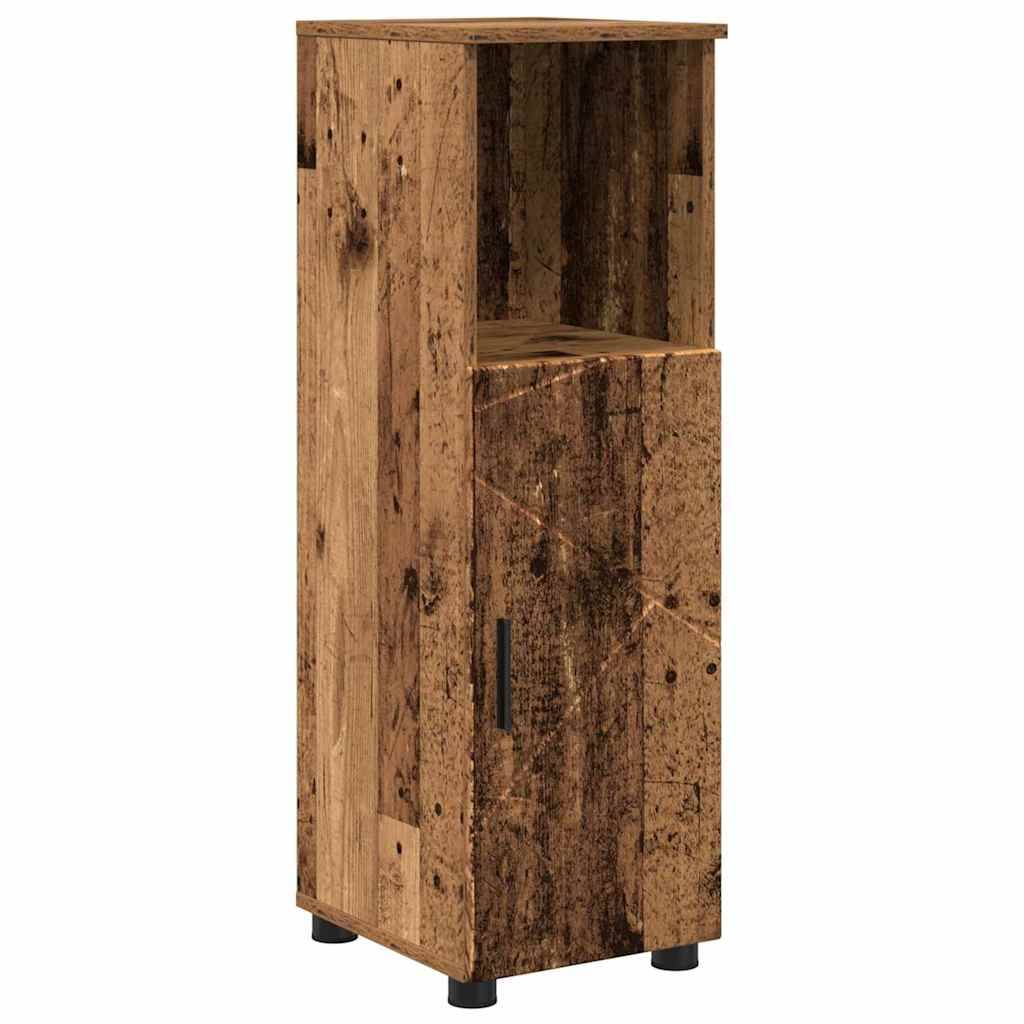 vidaXL Badezimmerschrank mit Speicher mit Tür Altholz 30 x 35 x 95 cm