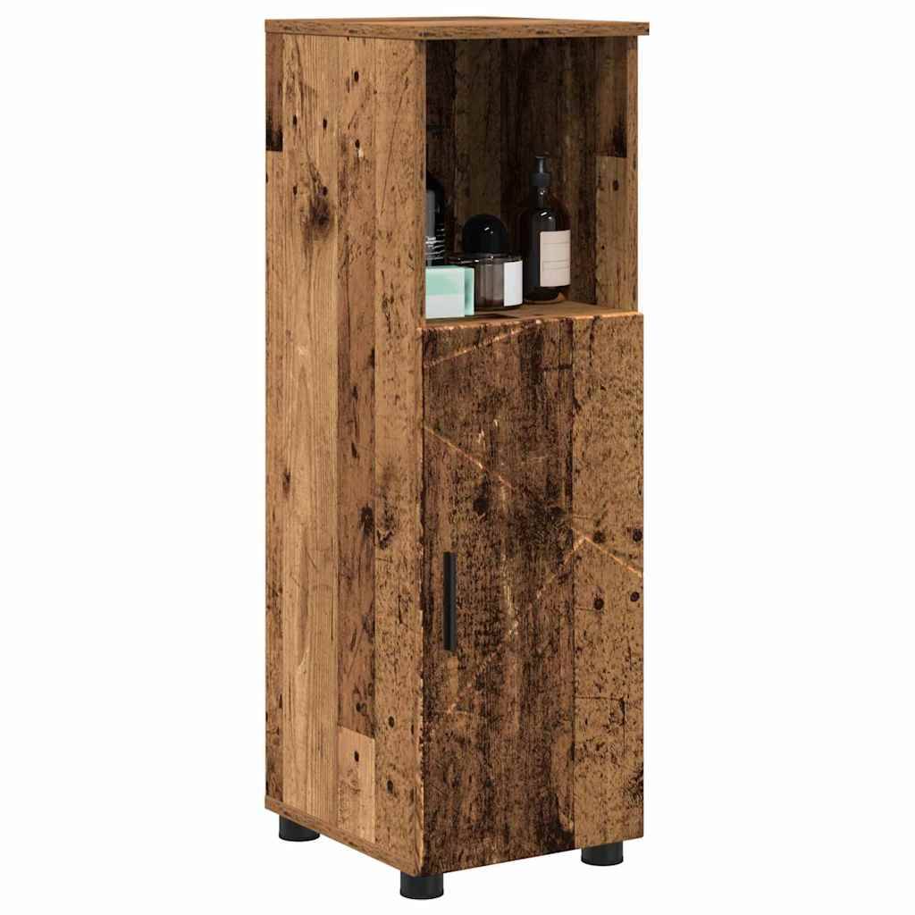 vidaXL Badezimmerschrank mit Speicher mit Tür Altholz 30 x 35 x 95 cm