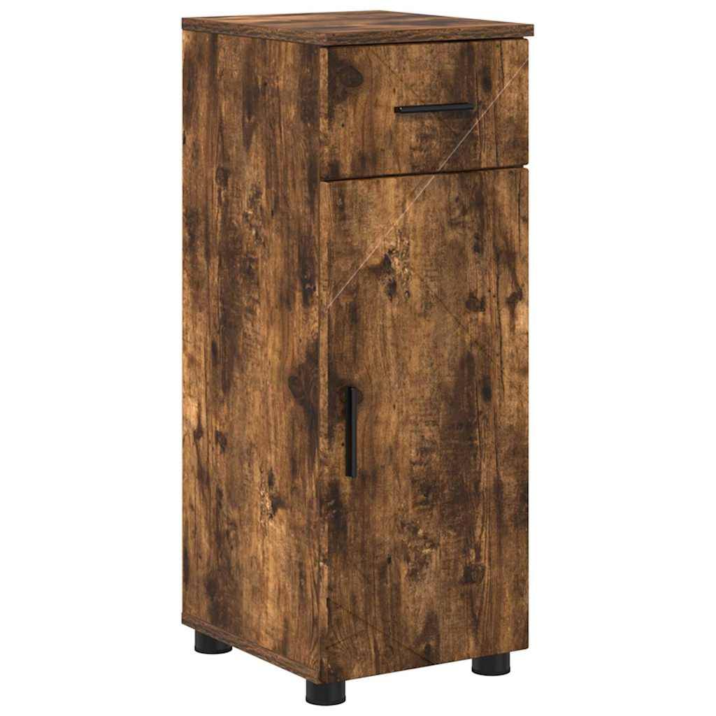 vidaXL Badezimmerschrank mit Tür Geräucherte Eiche 30 x 35 x 80 cm