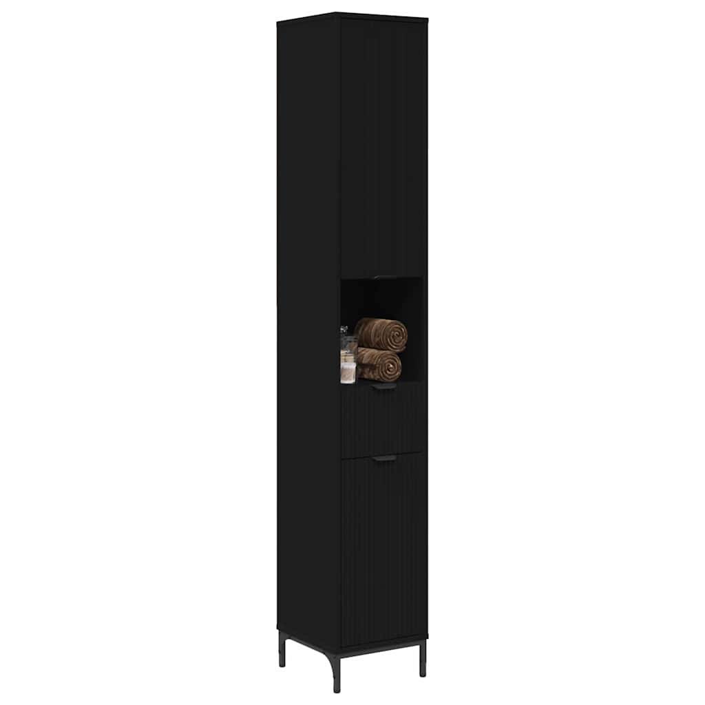 vidaXL Badezimmerschrank mit Schubladen Schwarz 31,5 x 33 x 190 cm