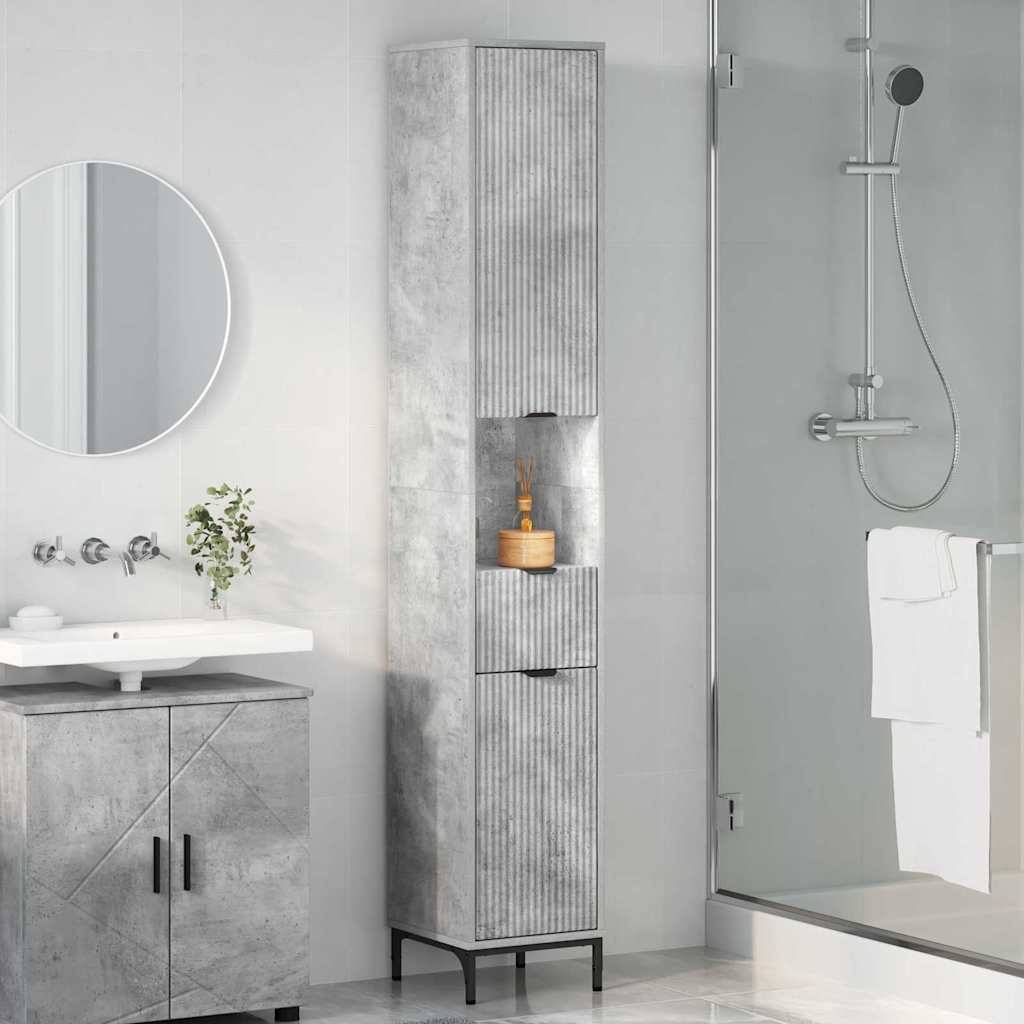 vidaXL Badezimmerschrank mit Schubladen Beton Grau 31,5 x 33 x 190 cm