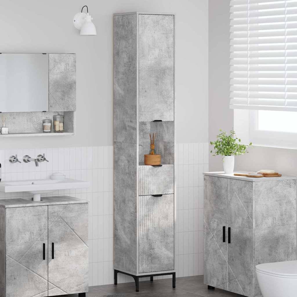 vidaXL Badezimmerschrank mit Schubladen Beton Grau 31,5 x 33 x 190 cm