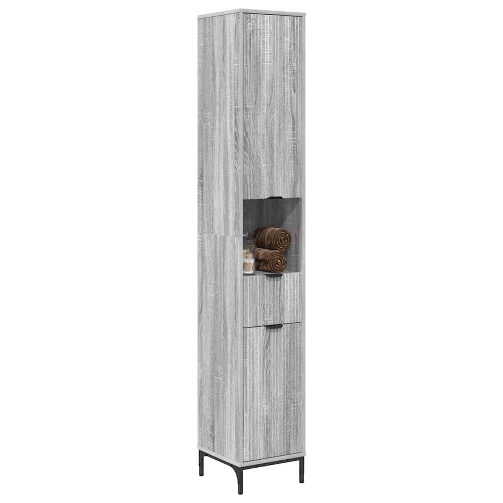 vidaXL Badezimmerschrank mit Speicher Graues Sonoma 31,5 x 33 x 190 cm