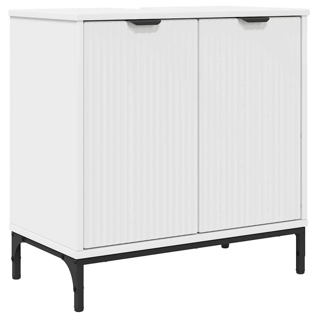 vidaXL Badezimmer Waschbecken Schrank mit Tür Weiß 60,5 x 33,5 x 61 cm