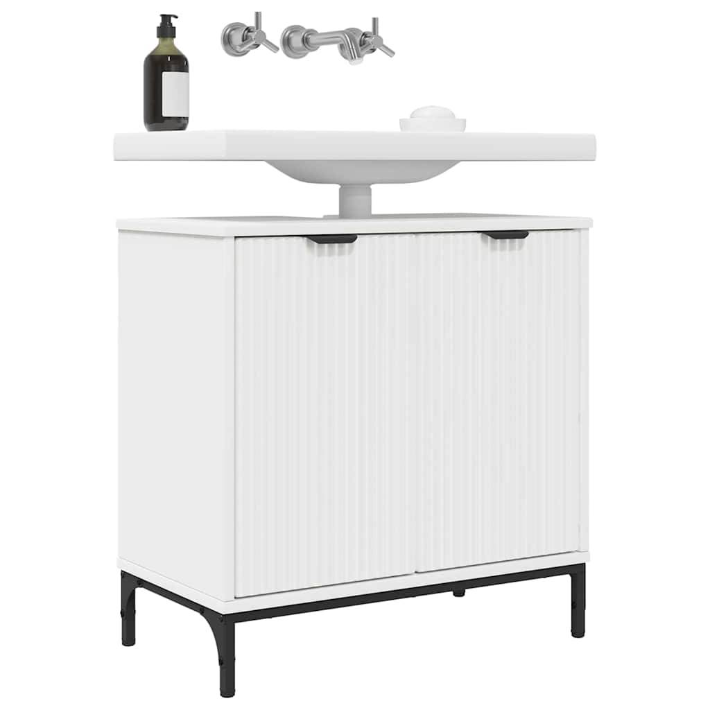 vidaXL Badezimmer Waschbecken Schrank mit Tür Weiß 60,5 x 33,5 x 61 cm