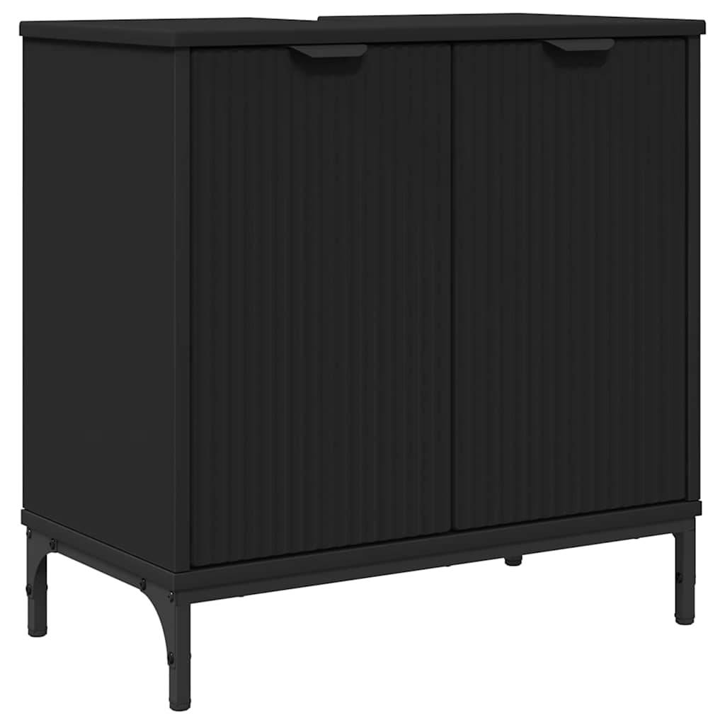 vidaXL Waschbeckenschrank Schwarz 60,5 x 33,5 x 61 cm Holzwerkstoff
