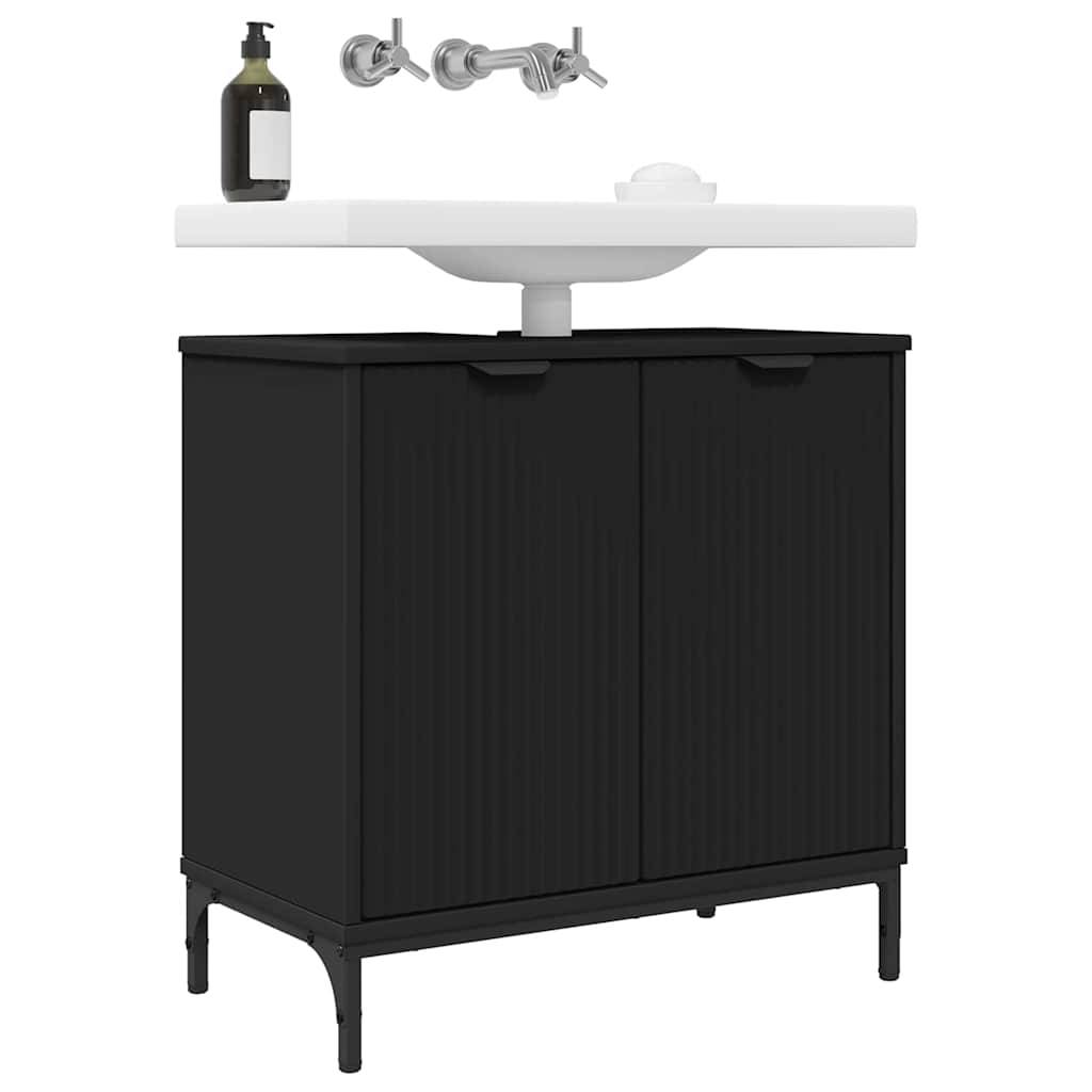 vidaXL Waschbeckenschrank Schwarz 60,5 x 33,5 x 61 cm Holzwerkstoff