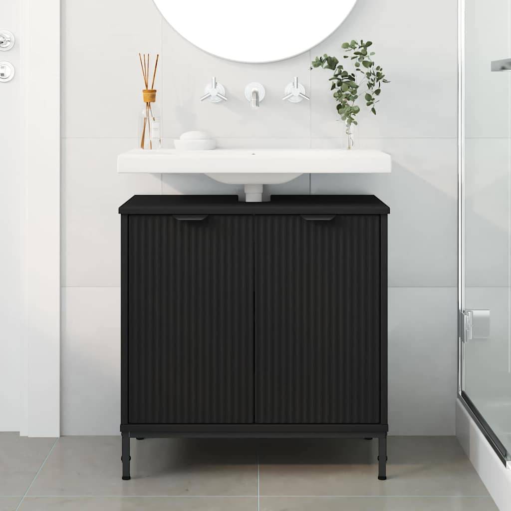 vidaXL Waschbeckenschrank Schwarz 60,5 x 33,5 x 61 cm Holzwerkstoff