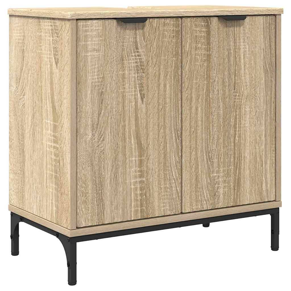 vidaXL Waschbeckenschrank mit Tür Sonoma-Eiche 60,5 x 33,5 x 61 cm